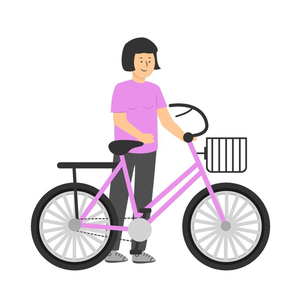 person with bicycle illustration vector