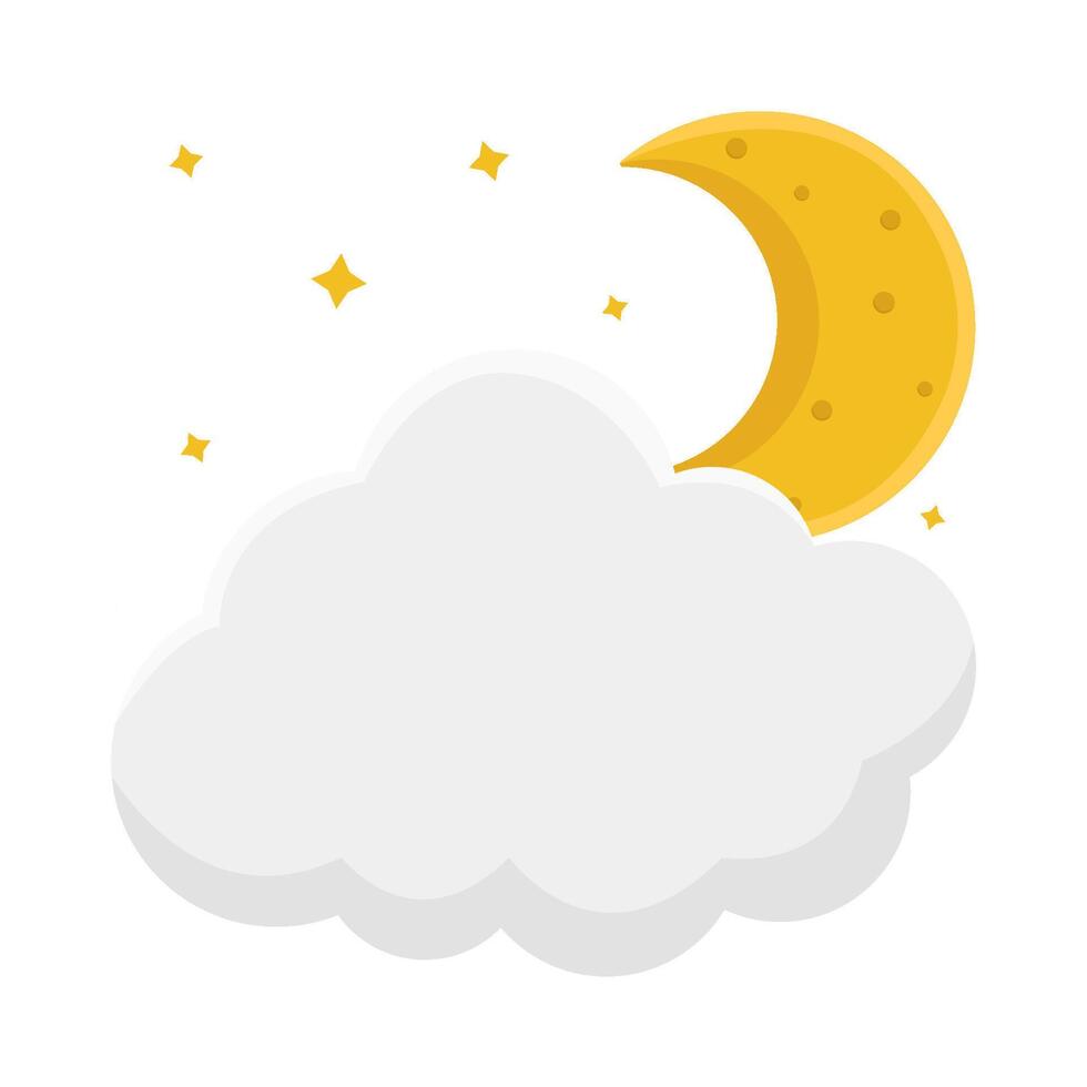 cloud moon with sparkle illustration vector