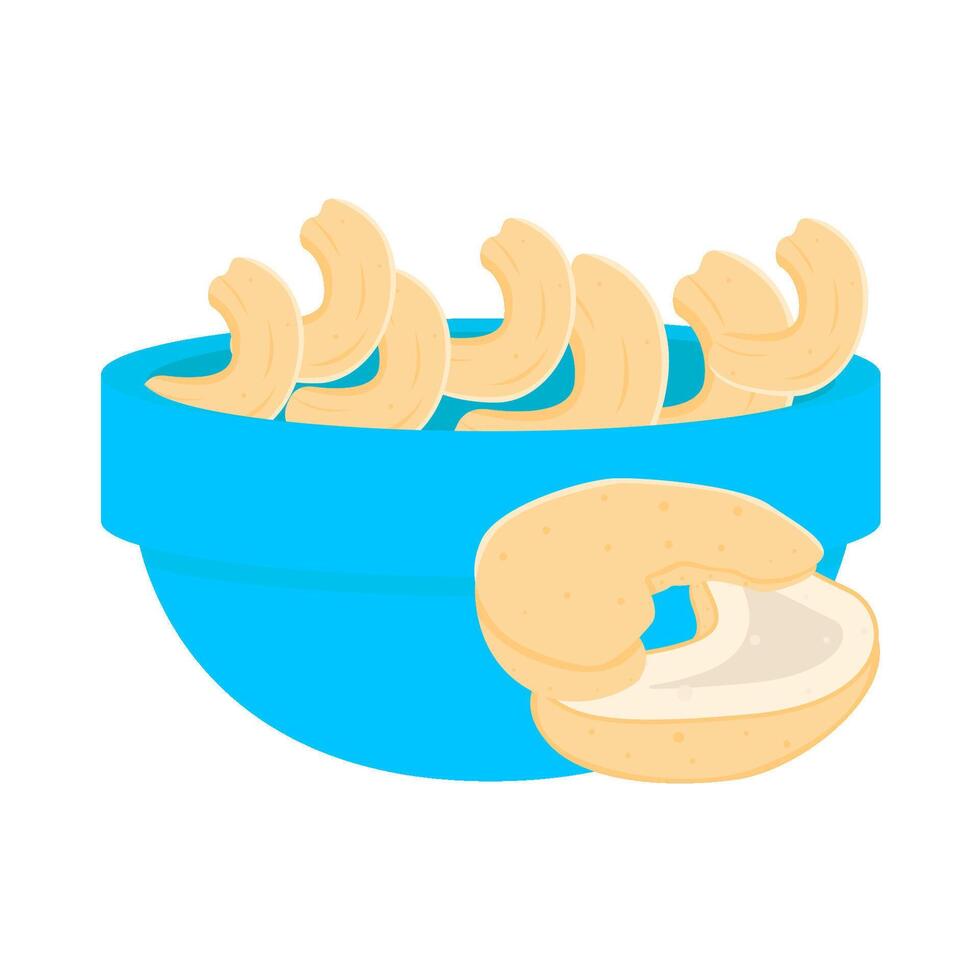 cashew nut in bowl  illustration vector