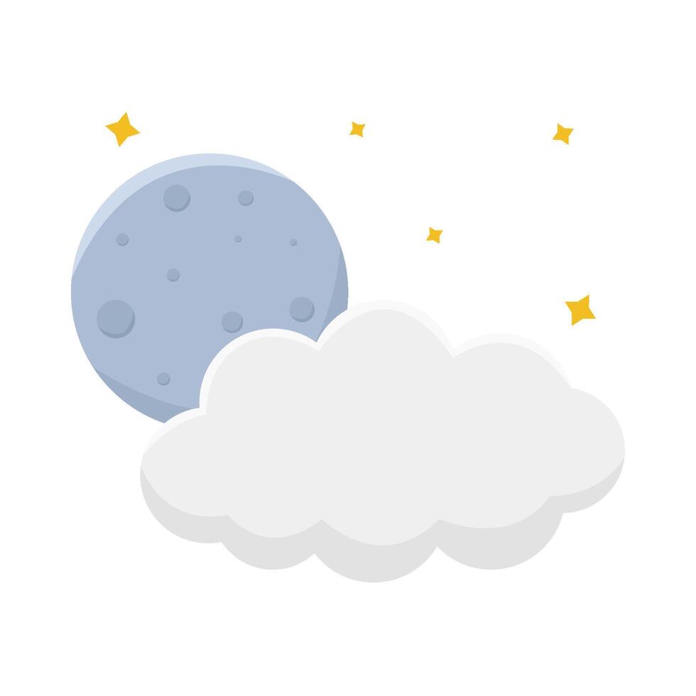 cloud moon with sparkle illustration vector