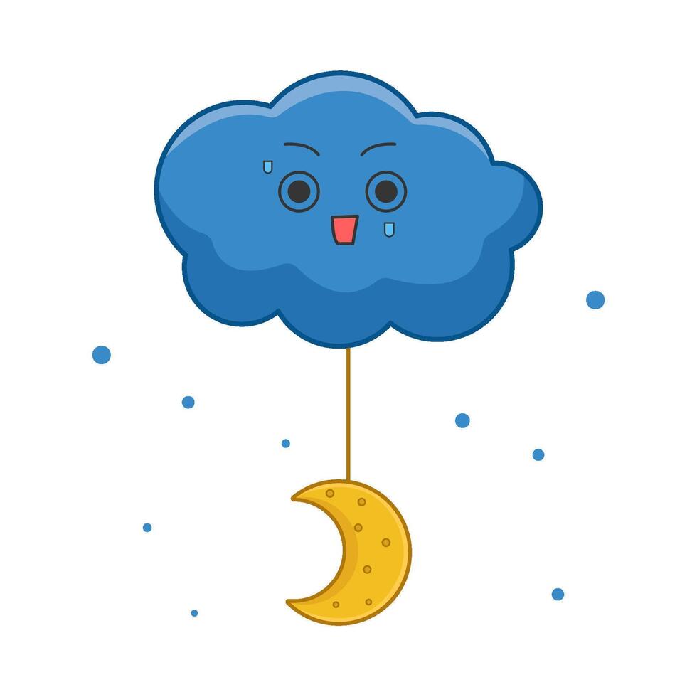 moon cloud with sparkle illustration vector