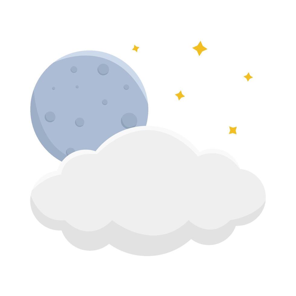 cloud moon with sparkle illustration vector