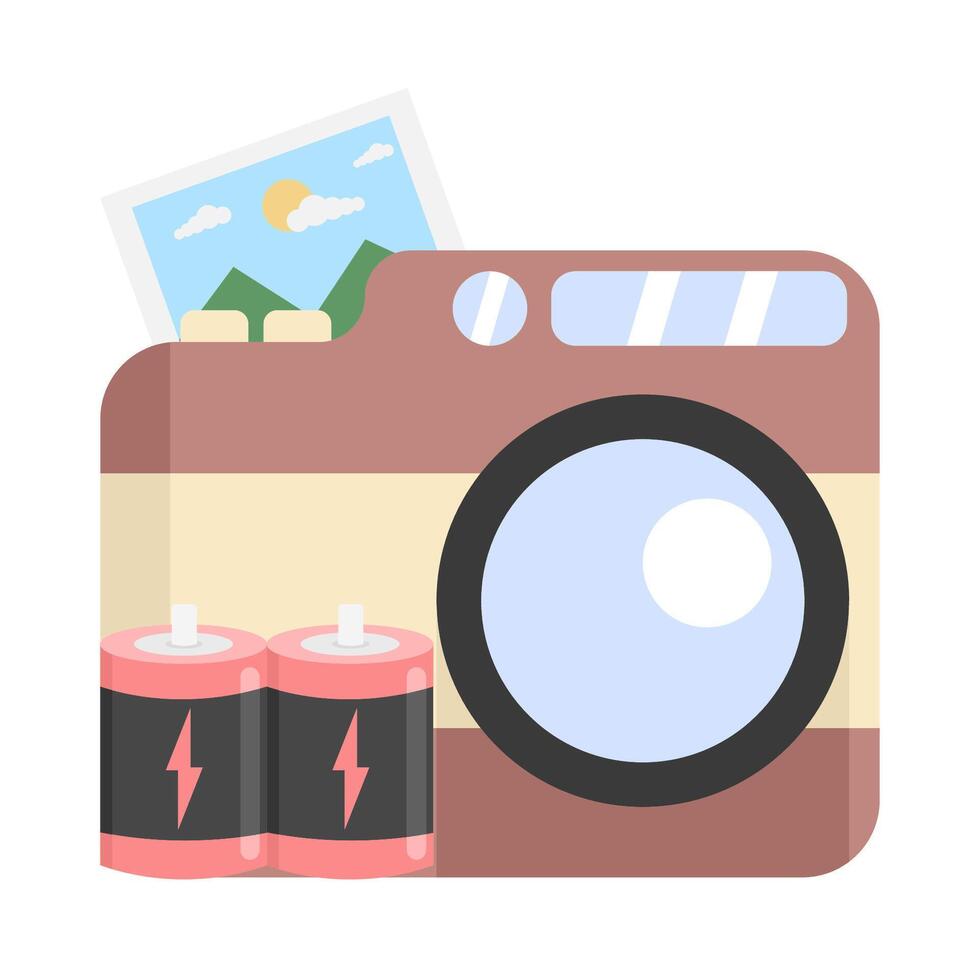 camera photo, battery with picture illustration vector