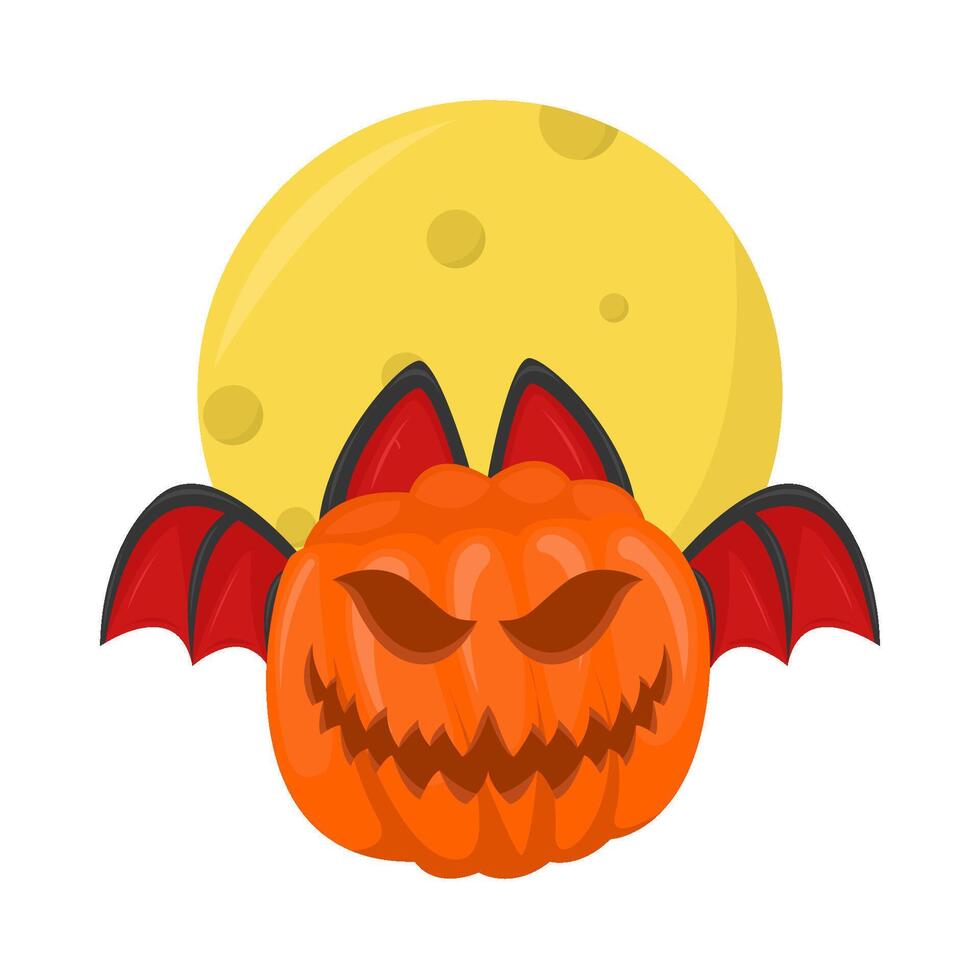 calabaza Víspera de Todos los Santos con lleno Luna ilustración vector