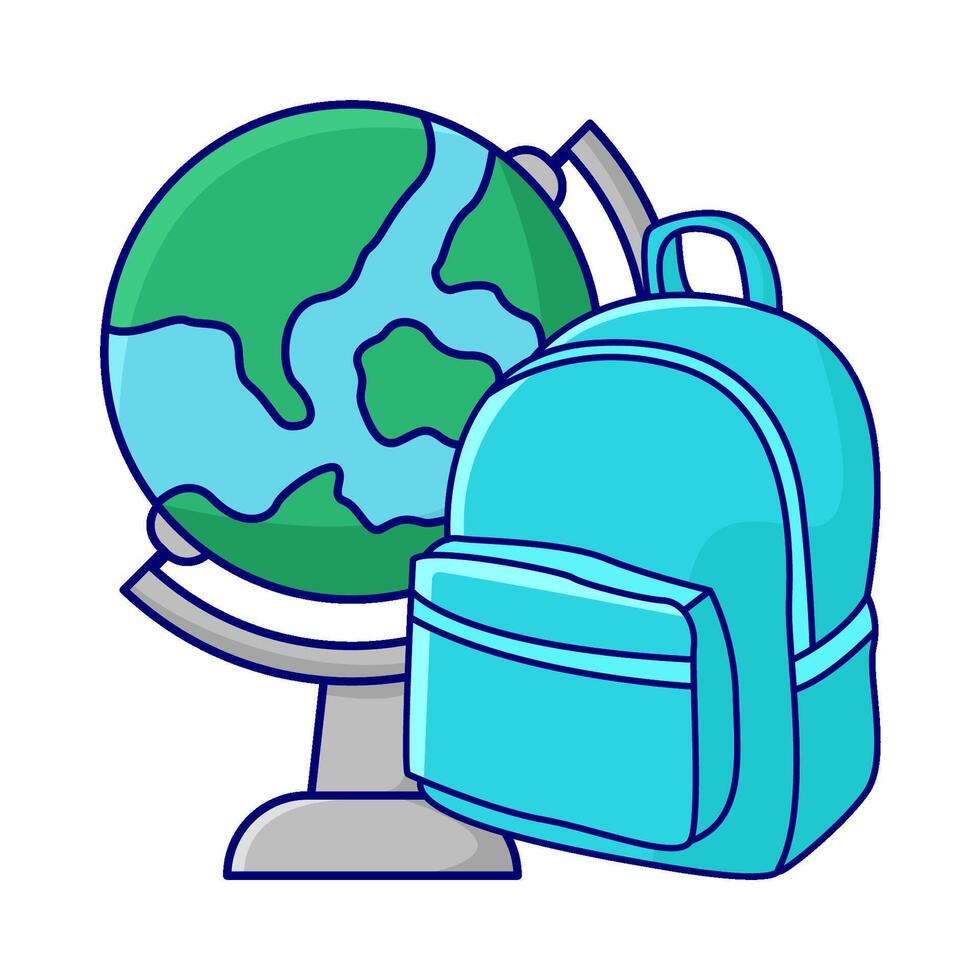 backpack school with globe illustration vector