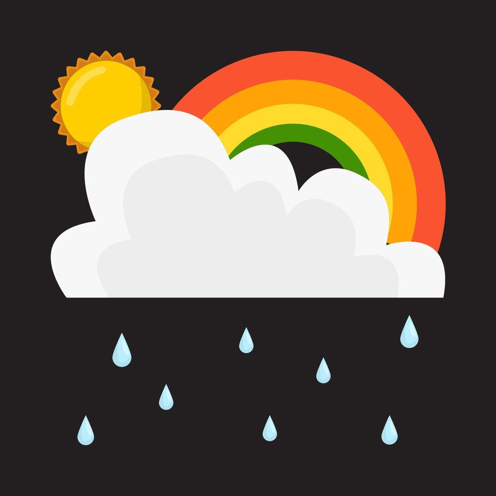 rain, sun with rainbow illustration vector