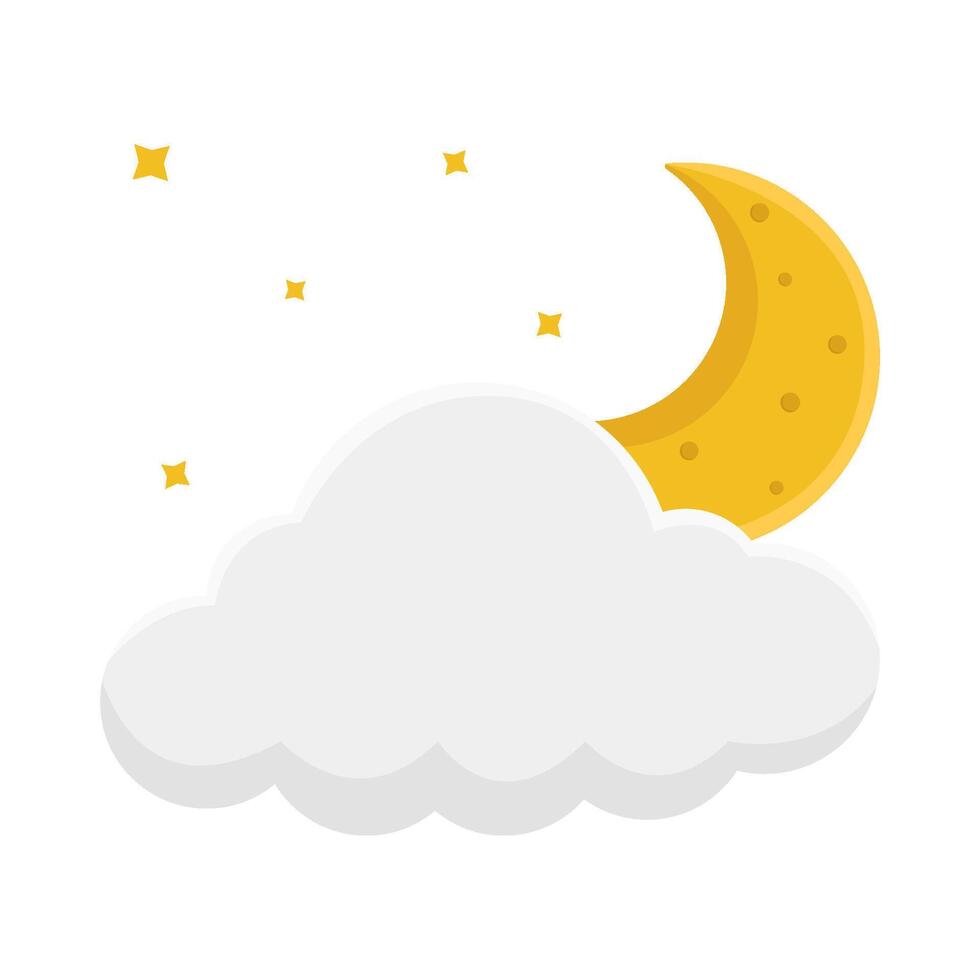 Luna nube con brillar ilustración vector