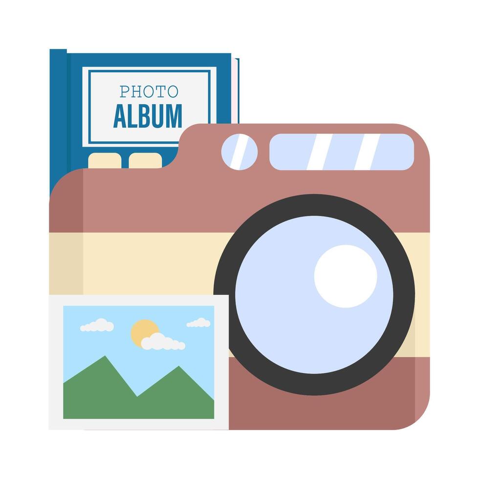 camera photo, picture with album book picture illustration vector