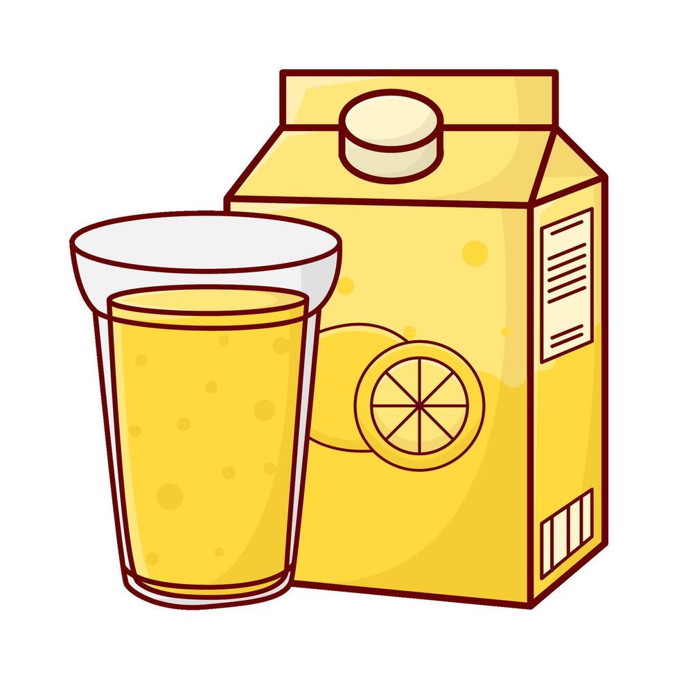 vaso limón jugo con caja limón jugo ilustración vector