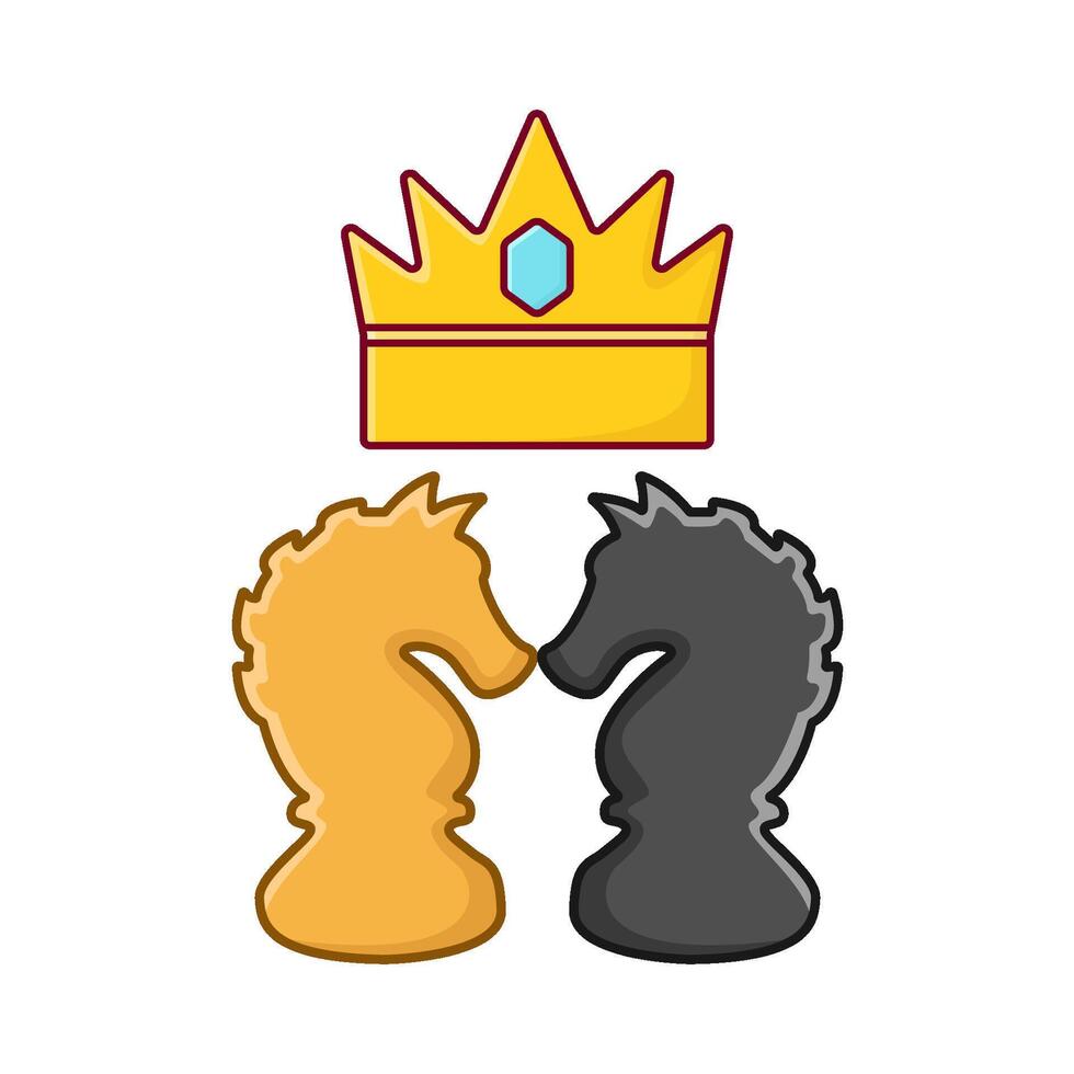 crown with knight chess illustration vector