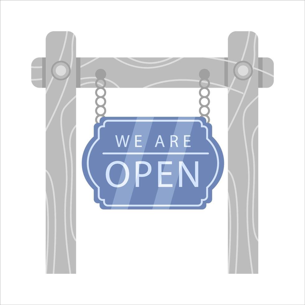 open in sign board  hanging illustration vector