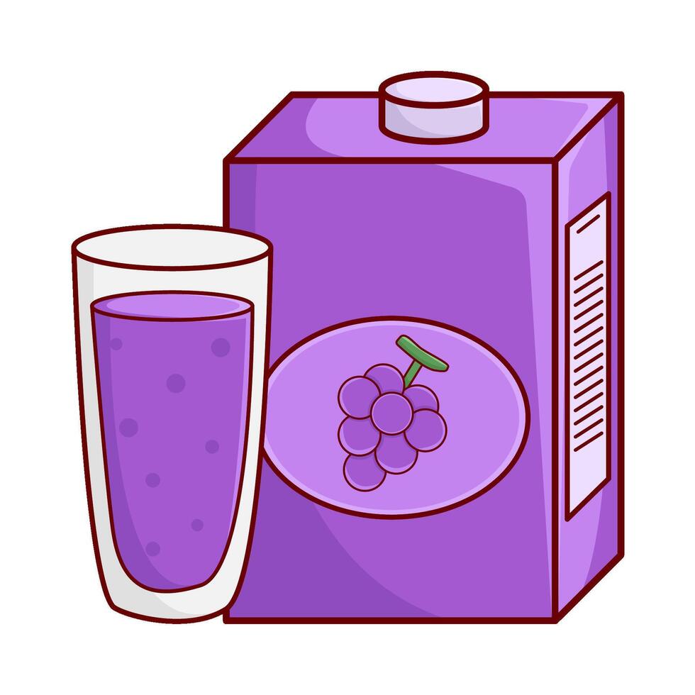 caja uva jugo con vaso uva jugo ilustración vector