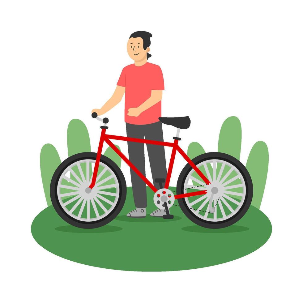 person with bicycle illustration vector