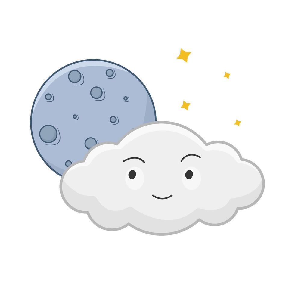 cloud moon with sparkle illustration vector