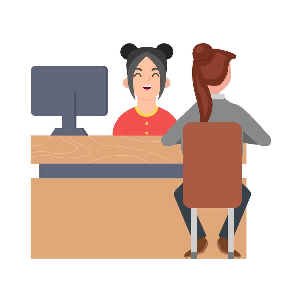 front desk in table work serve customers illustration vector