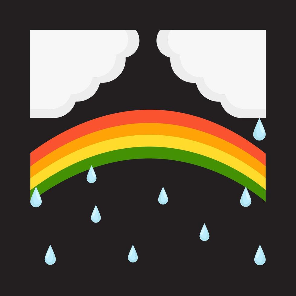 rain with rainbow illustration vector