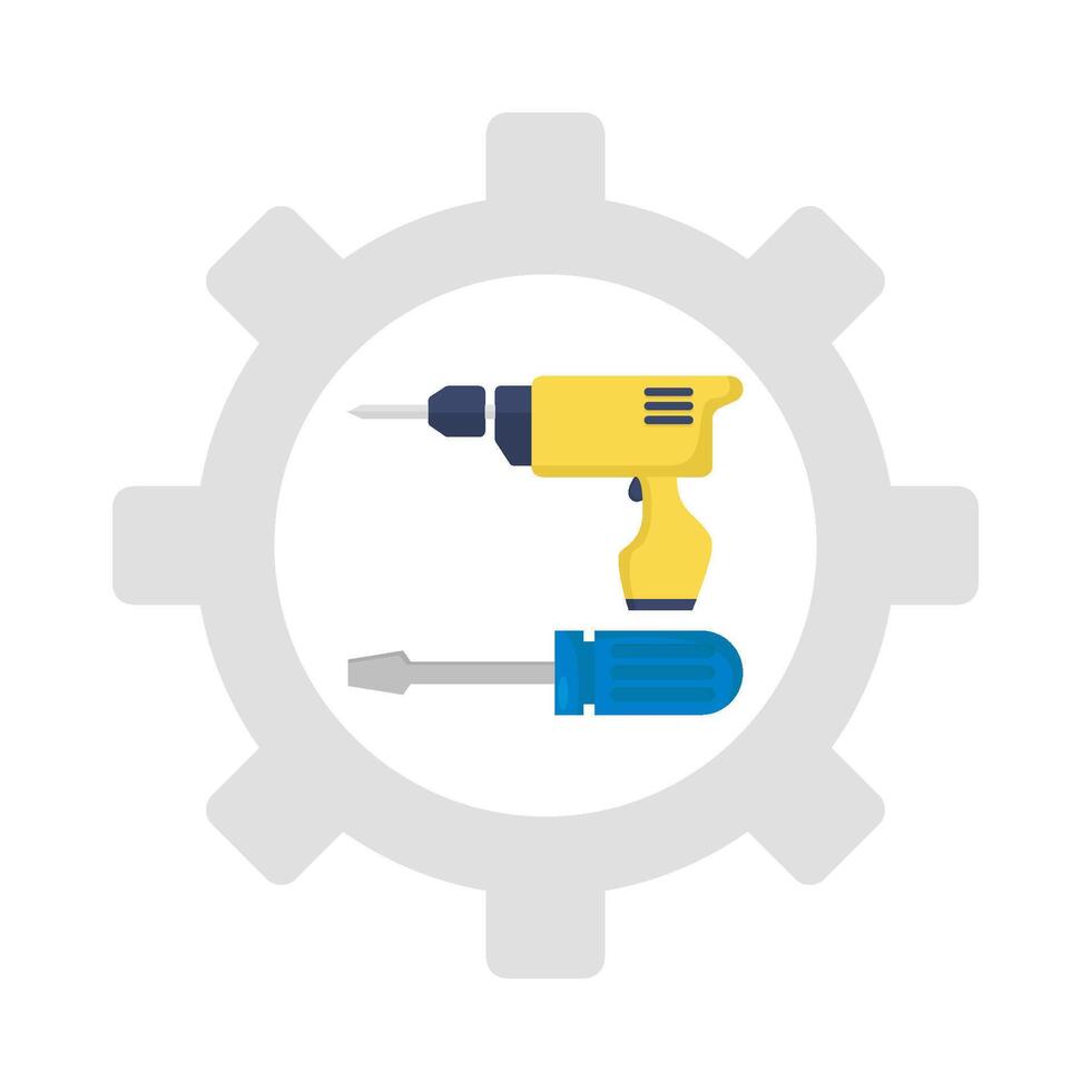 drill with screwdriver in setting illustration vector