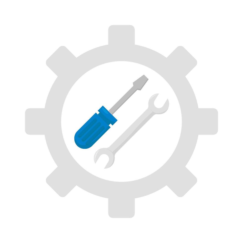 wrench tools with screwdriver in  setting illustration vector