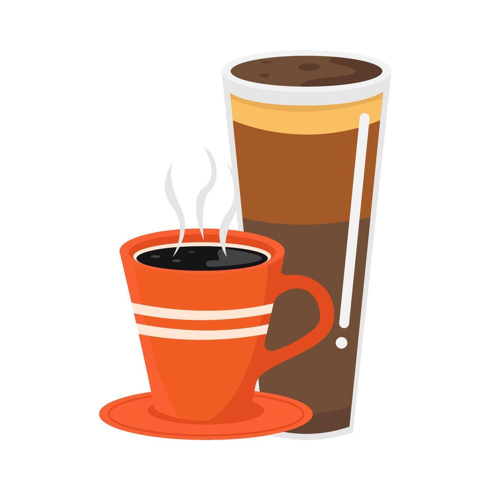 taza café bebida con vaso café bebida ilustración vector