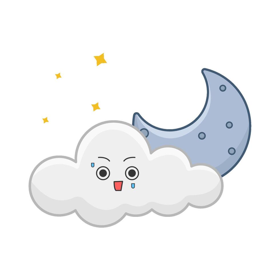 moon cloud with sparkle illustration vector