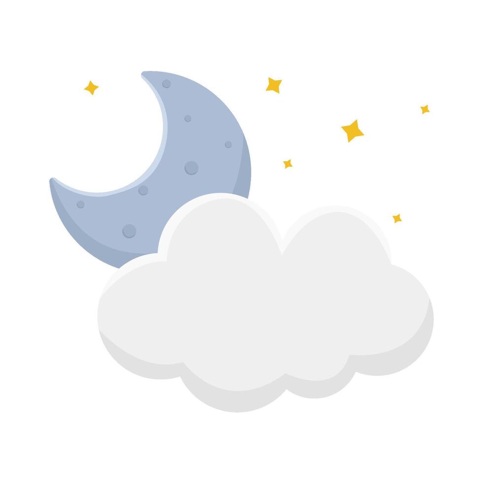 cloud moon with sparkle illustration vector