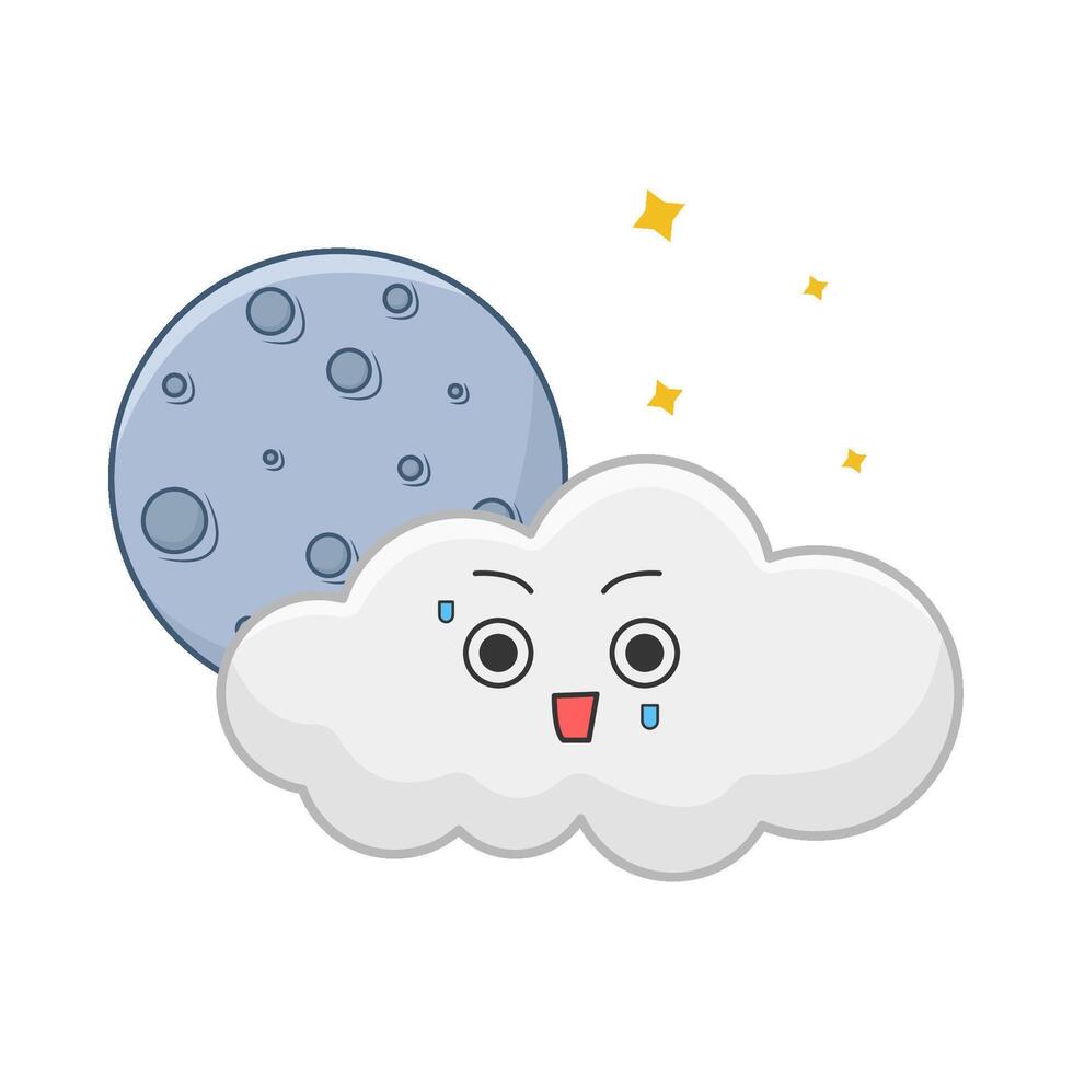 cloud moon with sparkle illustration vector