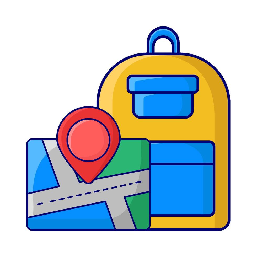 mochila colegio con mapas ilustración vector