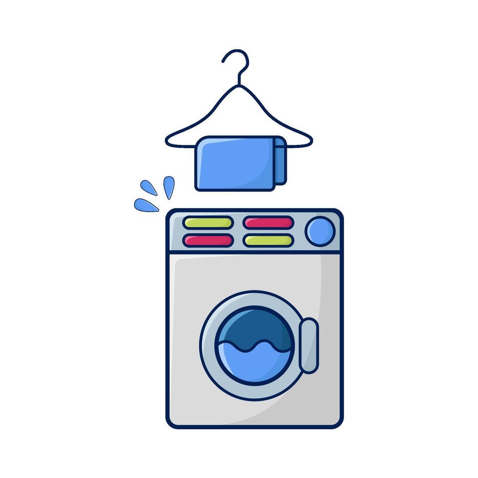 washing machine with towel hanging illustration vector