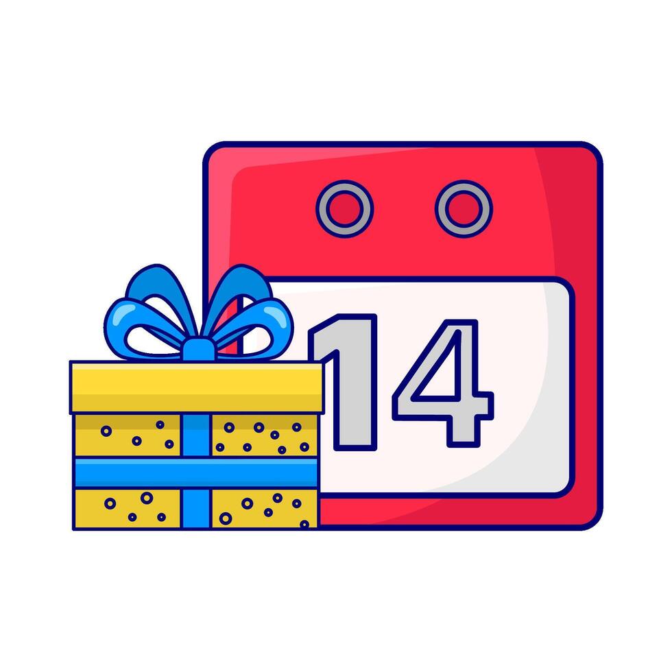 calendar with gift box illustration vector