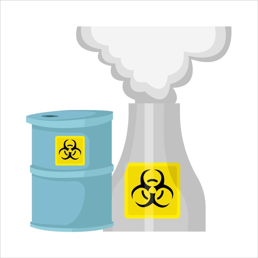 radiation drum with smoke radiation in chimney illustration vector