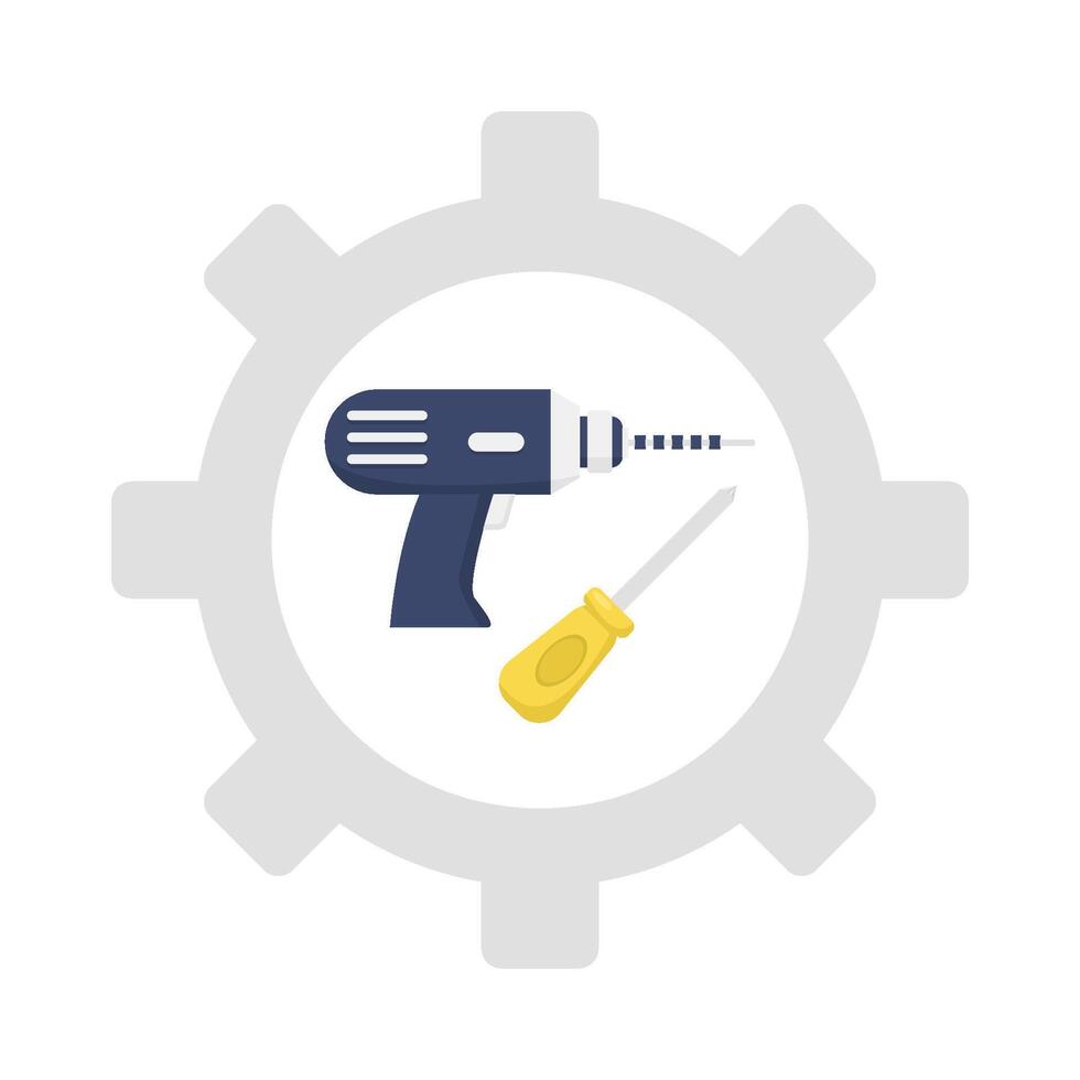 drill with screwdriver in setting illustration vector