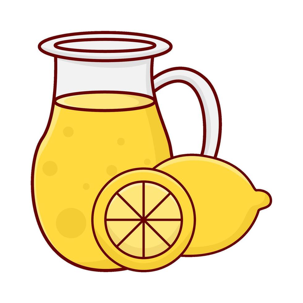 teapot lemon juice with lemon fruit illustration vector