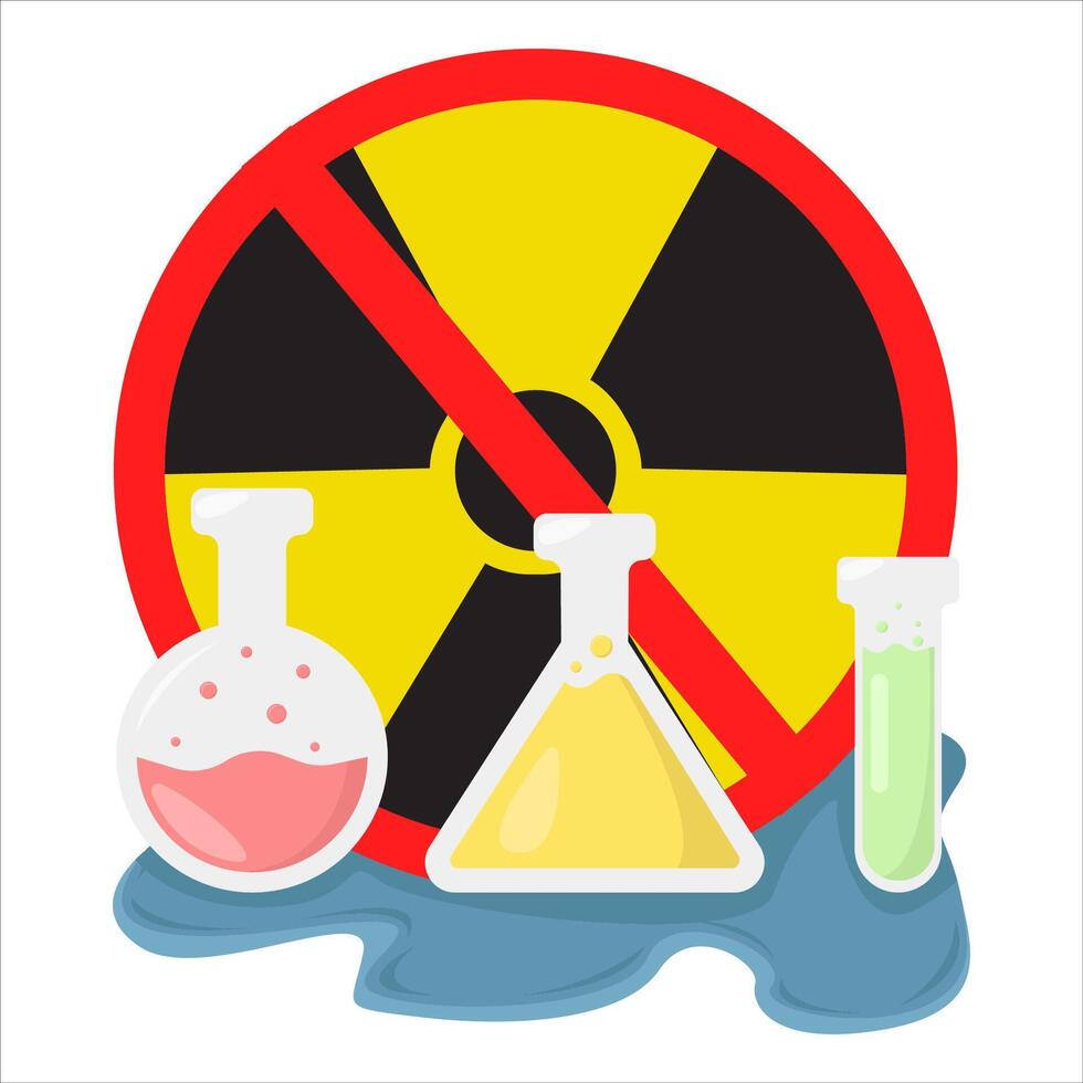 radiation in  no sign board, water radiation with  potion illustration vector