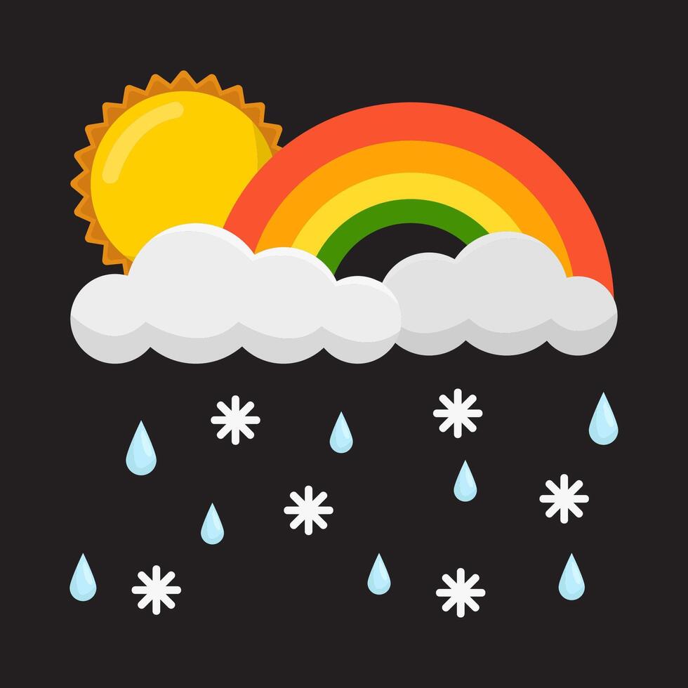 rain, sun with rainbow illustration vector