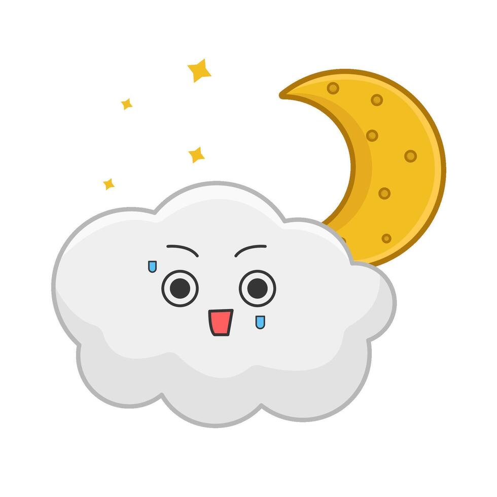 cloud moon with sparkle illustration vector