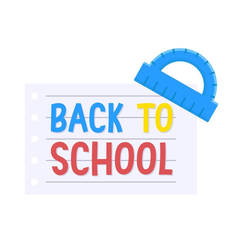 back to school text  in paper with arc ruler illustration vector