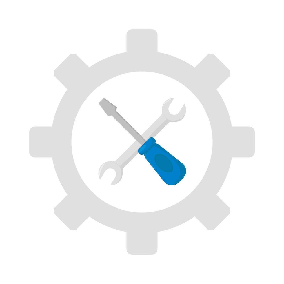 wrench tools with screwdriver in  setting illustration vector