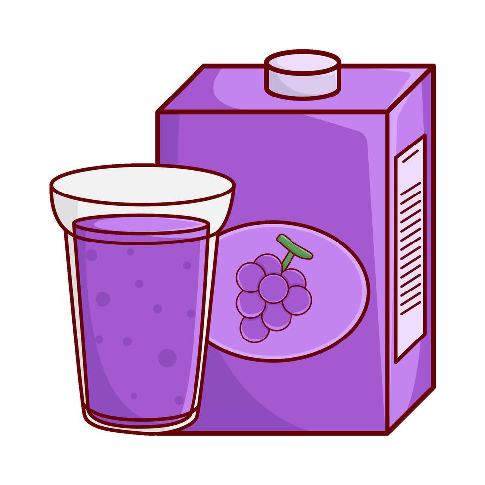 caja uva jugo con vaso uva jugo ilustración vector