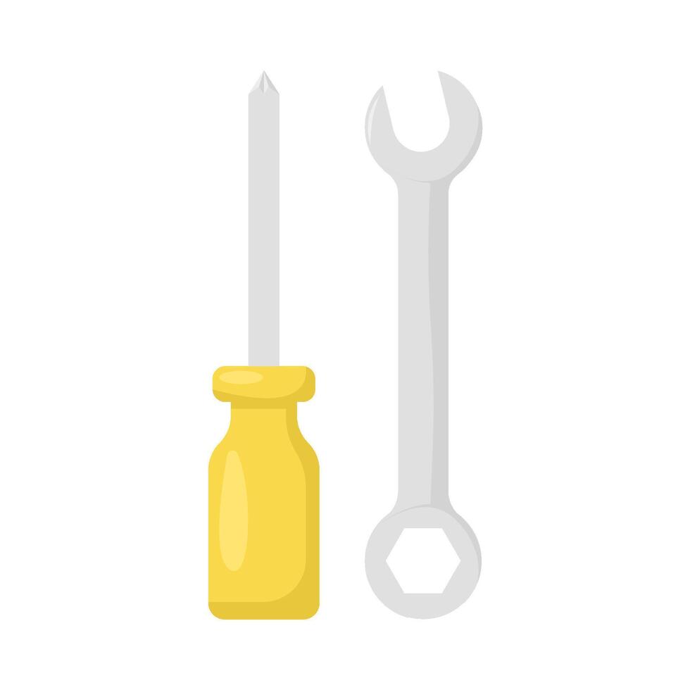 screwdriver with wrench tools illustration vector