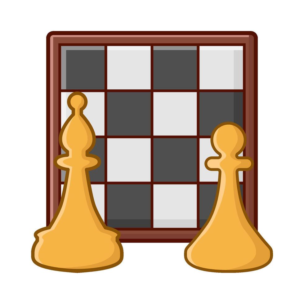 bishop, pawn chess with boardchess illustration vector