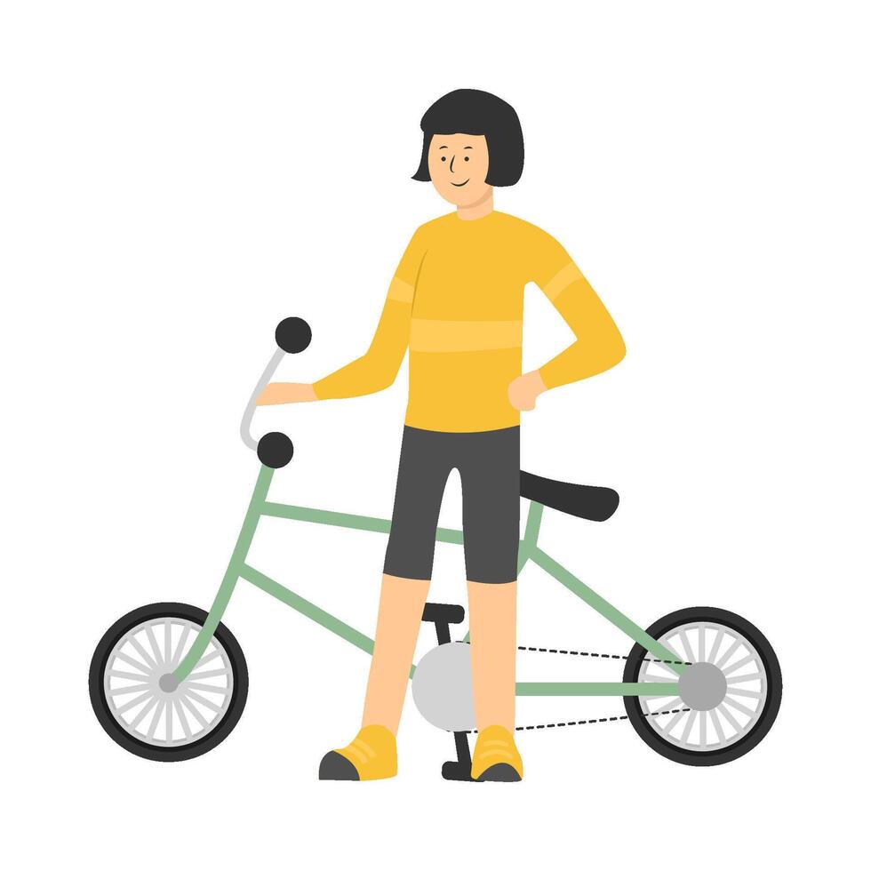 persona con bicicleta ilustración vector