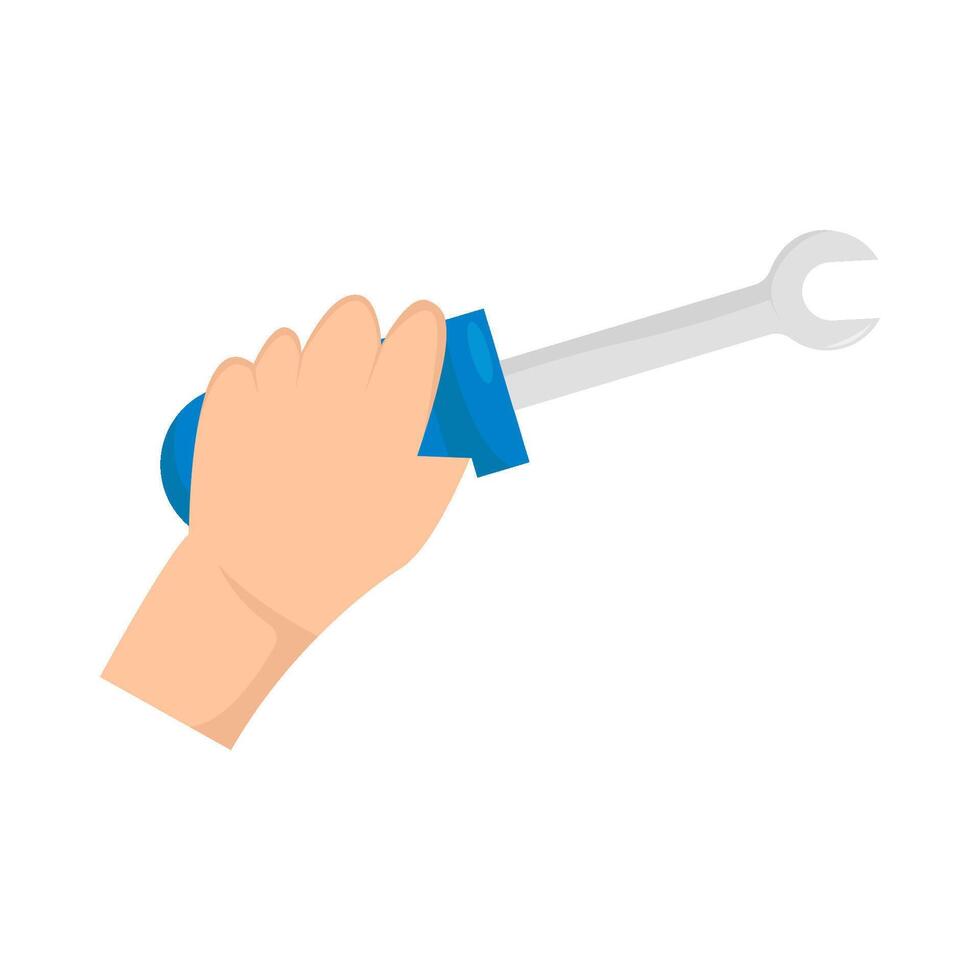 wrench tools in hand illustration vector