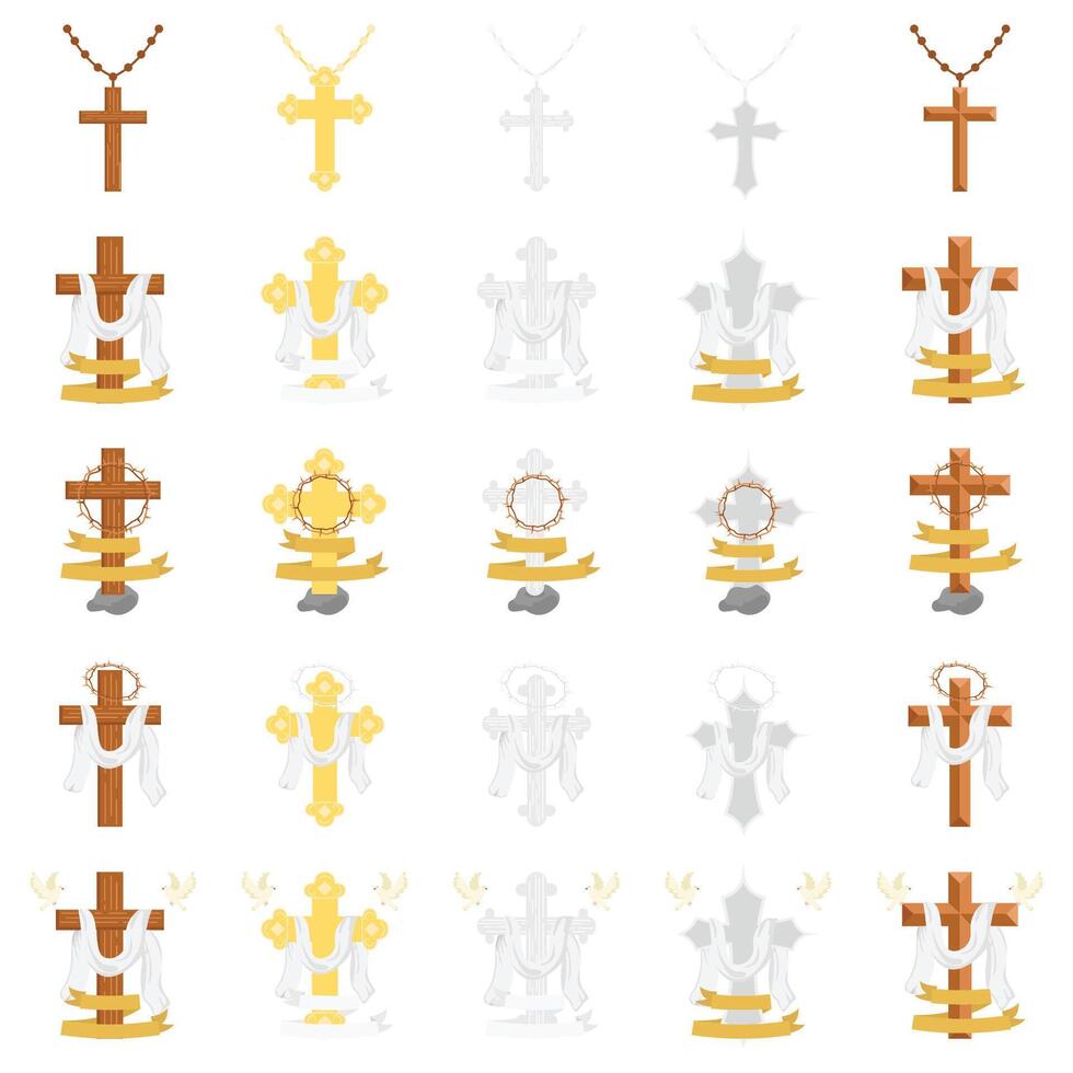 christian cross religious pack  illustration vector