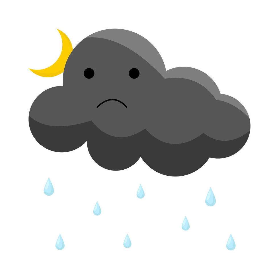 night cloud rain illustration vector