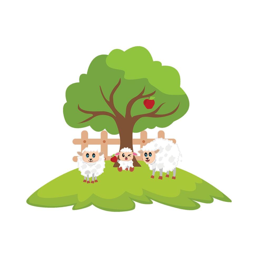 Illustration of sheep in the garden vector