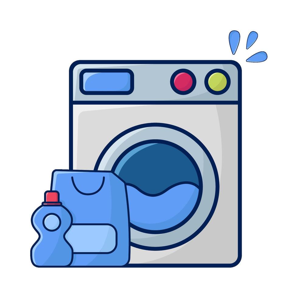 washing machine with bottle detergent liquid illustration vector