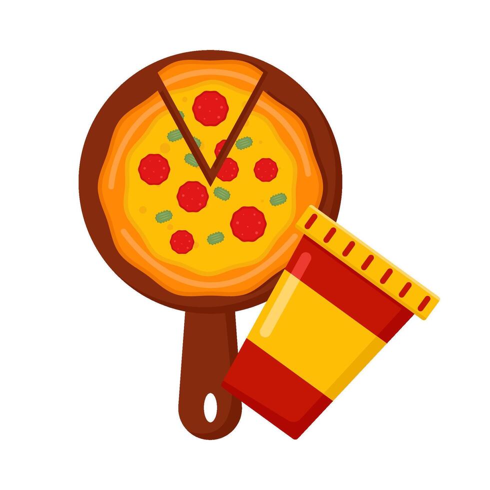 Illustration of pizza and soda vector