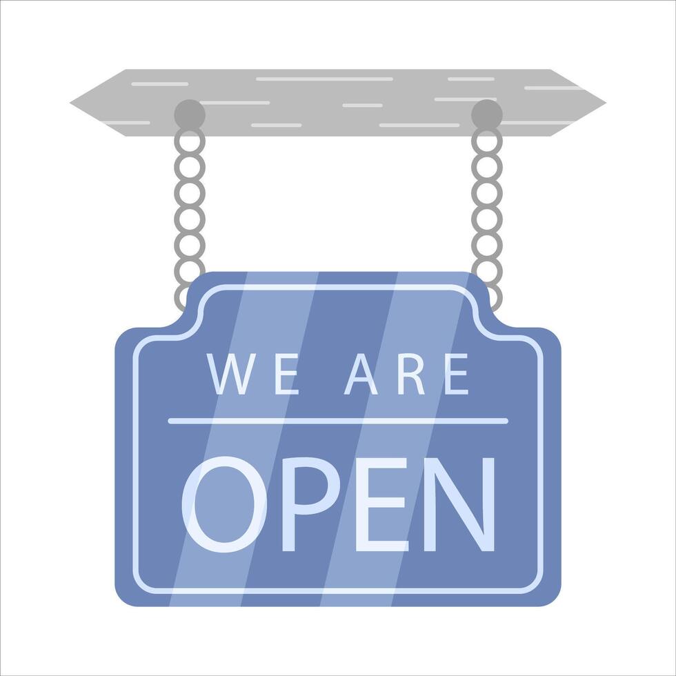 open in sign board  hanging illustration vector