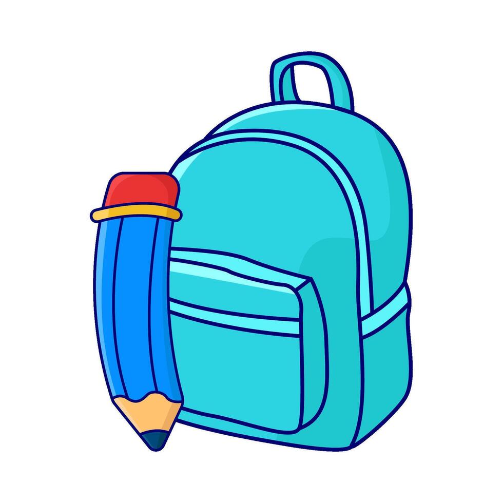 backpack with pencil illustartion vector