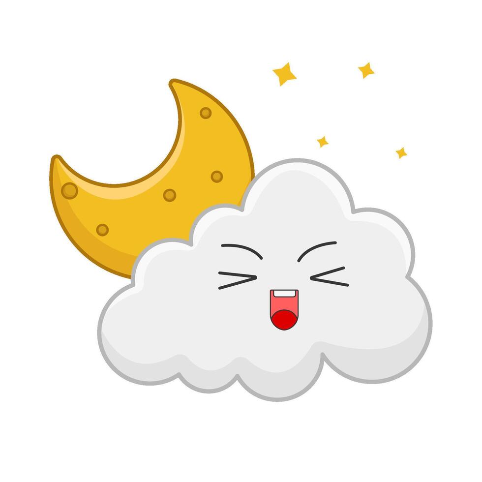 cloud moon with sparkle illustration vector